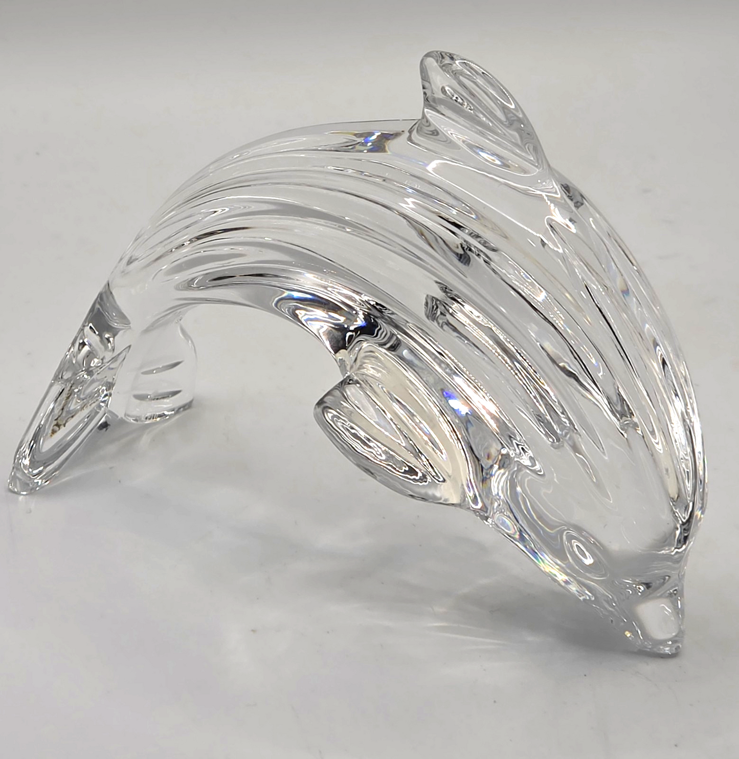 Crystal Dolphin Figurine Jumping Clear Glass Animal Retired 150157 - 14x11cm