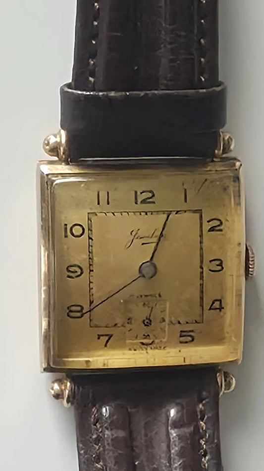Antique Jewlex Swiss watch 9ct rose gold front view