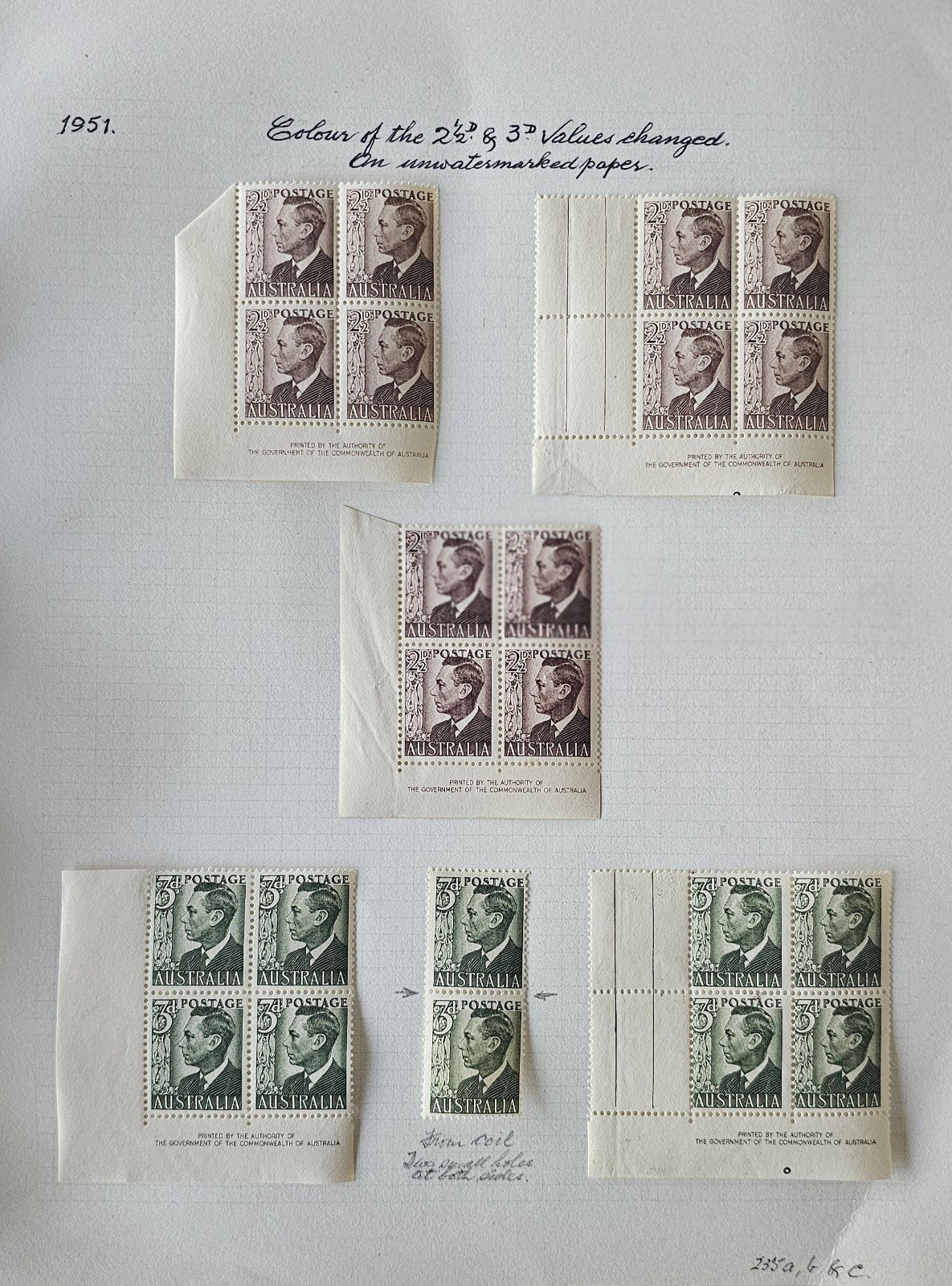 Vintage Australia Post Mint Sheets of 1951 Dime Stamps #0224