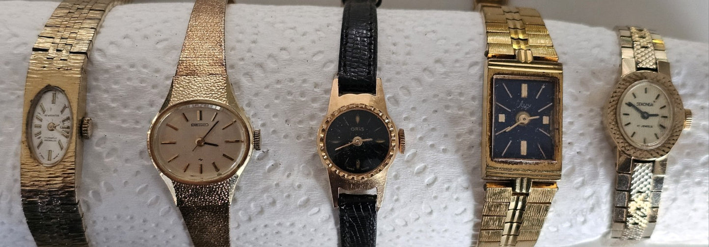 Women's Vintage Watches Hand-Wind Bulova, Sekonda, Oris, Seiko Untested x 5