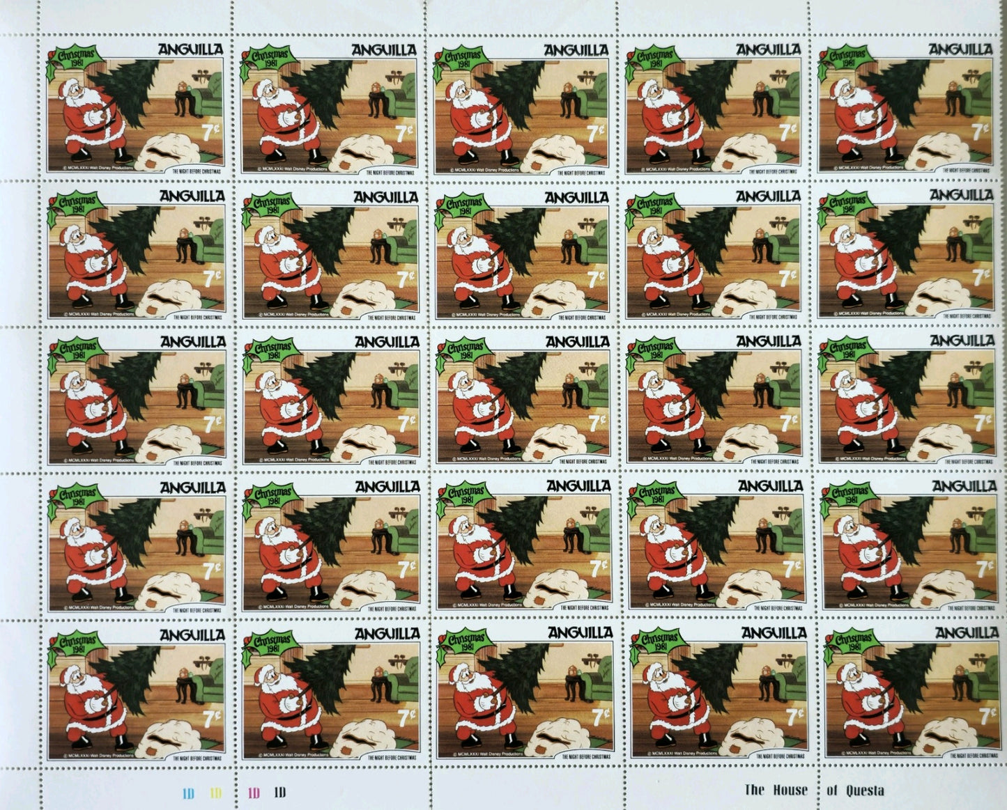 Sheet of Anguilla Christmas Post Stamps #0301