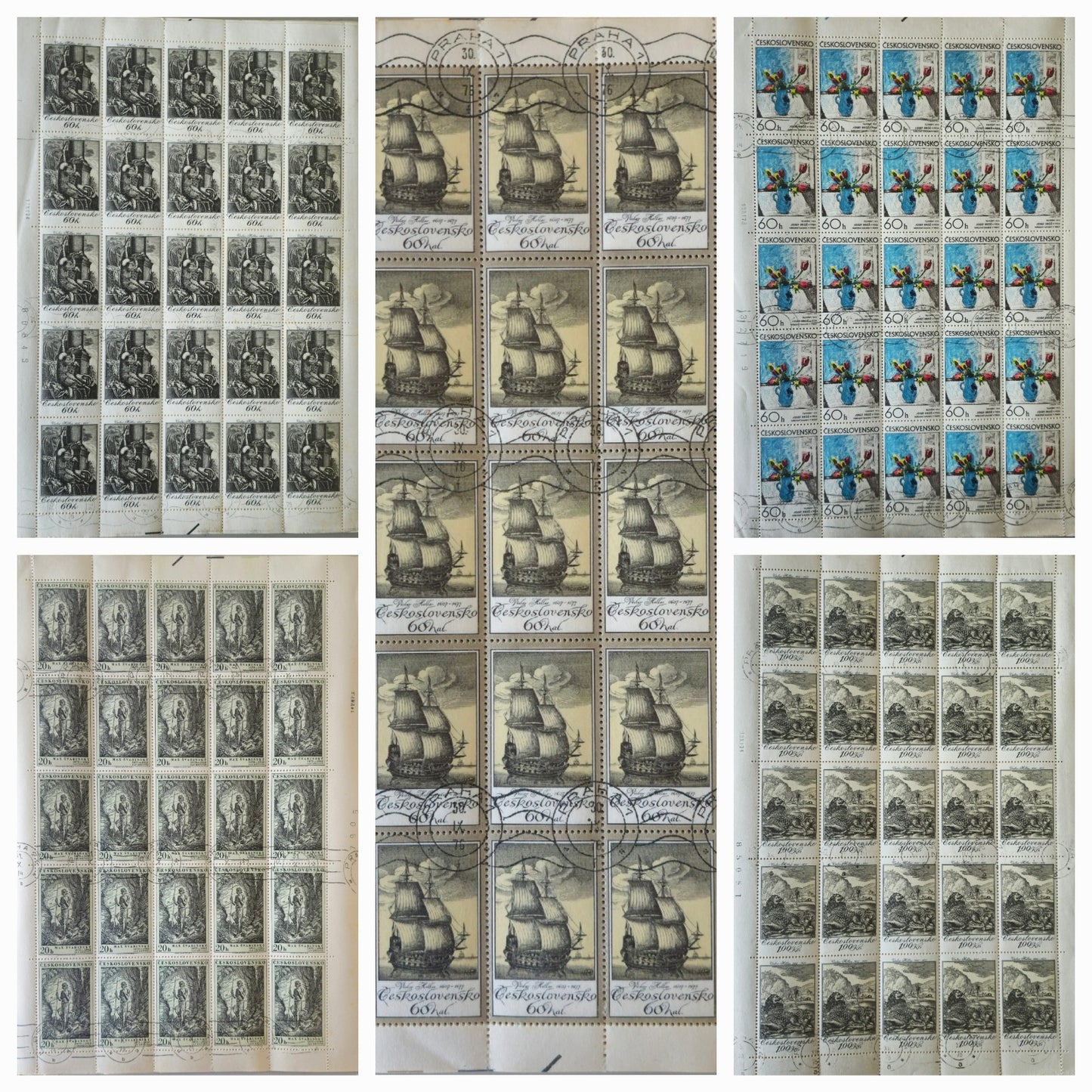 Vintage Check 5 Sheets Post Stamps #0301