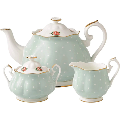 ROYAL ALBERT POLKA ROSE VINTAGE 3 Piece TEA Set, RRP $479