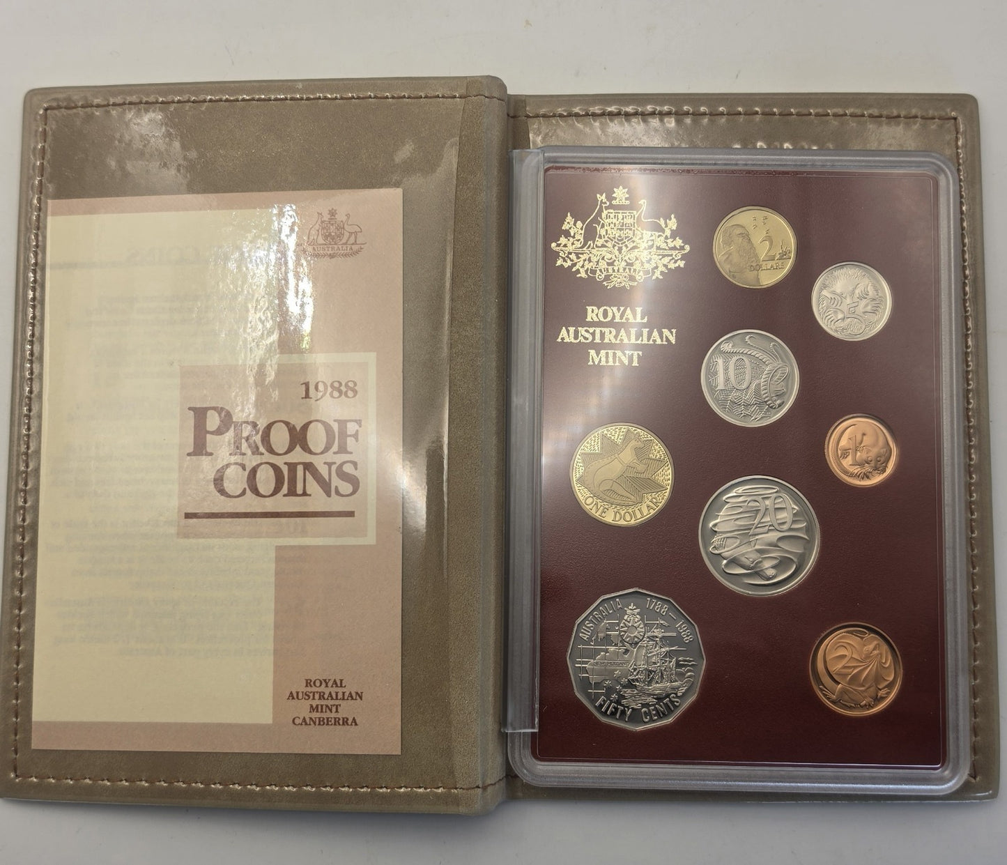 1988 Royal Australian Mint Bicentennial 8-Coin Proof Set Box & COA RAM