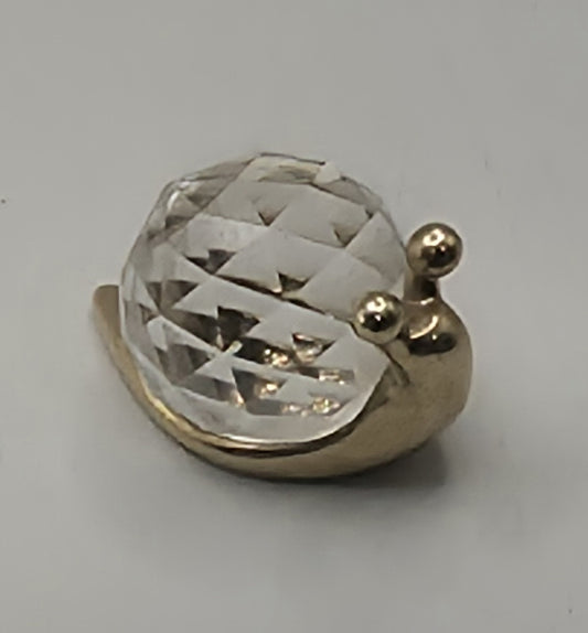 Swarovski Crystal Snail Figurine Gold Metal Base Faceted Glass Collectible