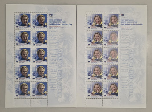 2002 Australian Winter Olympic Team Gold Medalist Commemorative Stamp Sheets