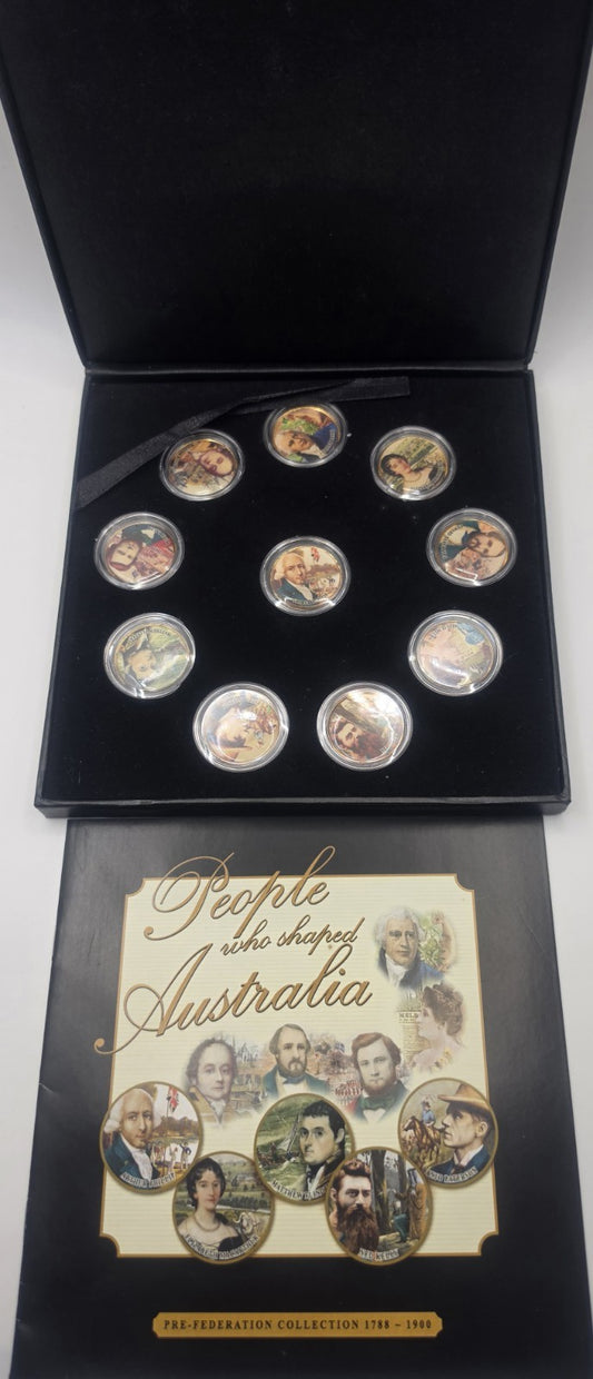 People Who Shaped Australia Medallion Coin Set Gold Plated Pre-Federation Boxed