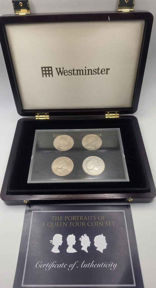 Westminster The Portraits of a Queen Four Coin Set UK Crowns Box COA