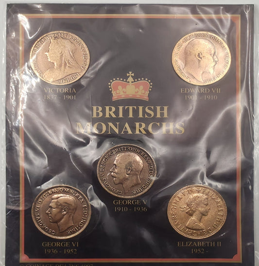 British Monarchs 5 Coin Set Victoria Edward VII George V VI Elizabeth II Series