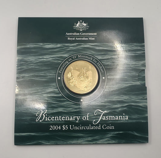Australia 2004 Bicentenary of Tasmania 'H' Mintmark $5 Uncirculated Coin RAM Pac