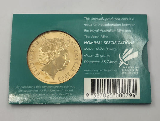 2000 Australia $5 Five Dollar Commemorative Coin Sydney Paralympic Games Al-Zn-B