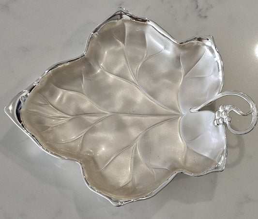 WMF Germany Silver Plated Leaf Dish Tarnish Resistant Grape Handle Serving Tray