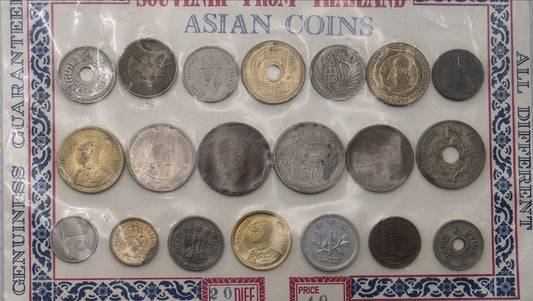 Vintage Souvenir From Thailand Asian Coins Set 20 Different Estate Collection