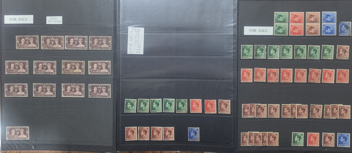 Great Britain King George VI Postage Stamps Collection Stock Pages