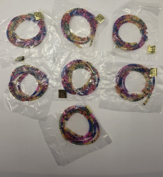 Lot of 7 Vintage Rainbow Heishe Shell Bead Necklaces Made in Philippines NOS