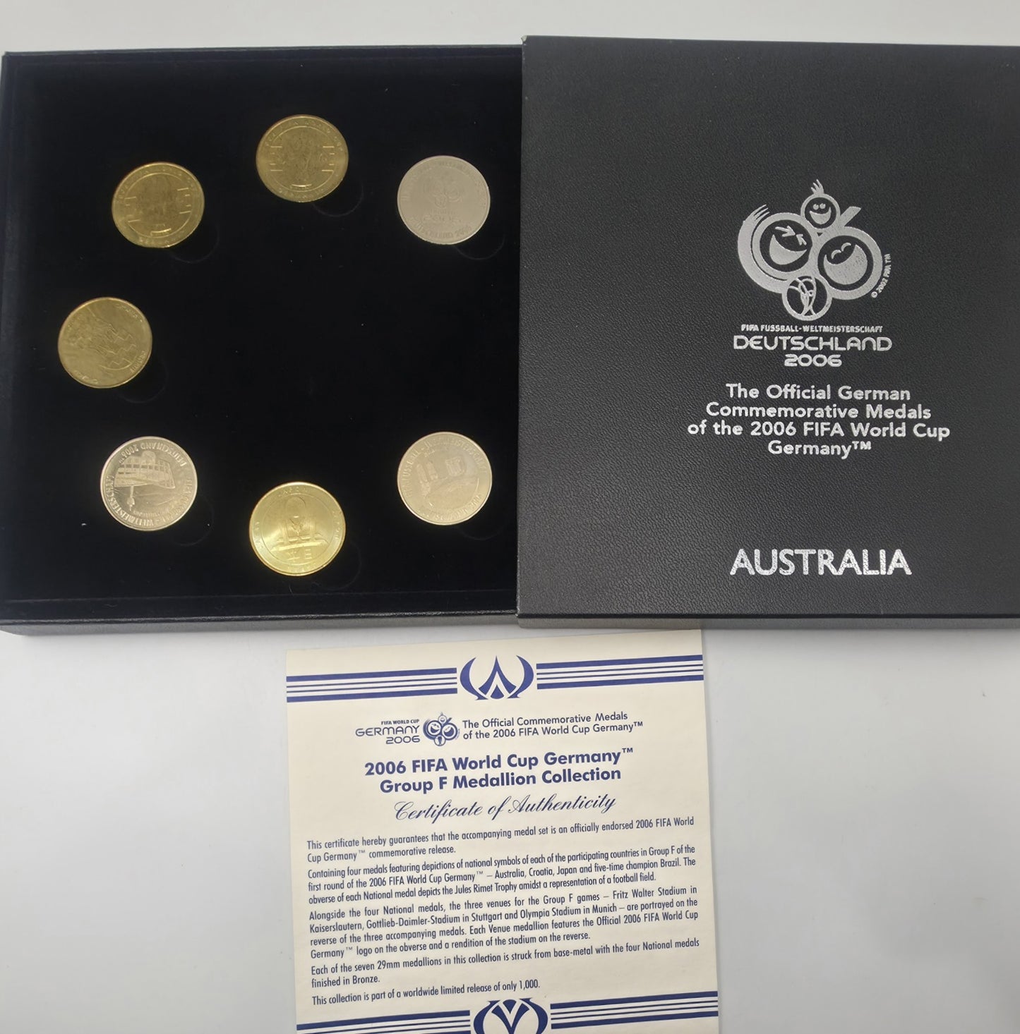 2006 FIFA World Cup Germany Group F Medallion Set Australia Box COA Minted