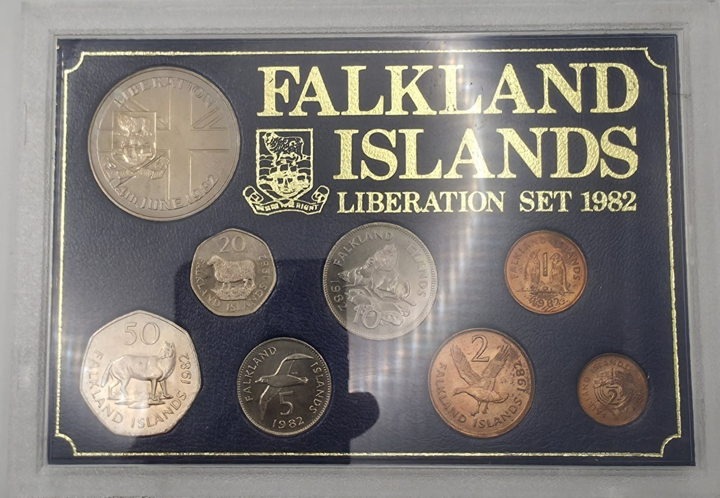Falkland Islands Liberation Set 1982 8 Coin Presentation Proof Set Case