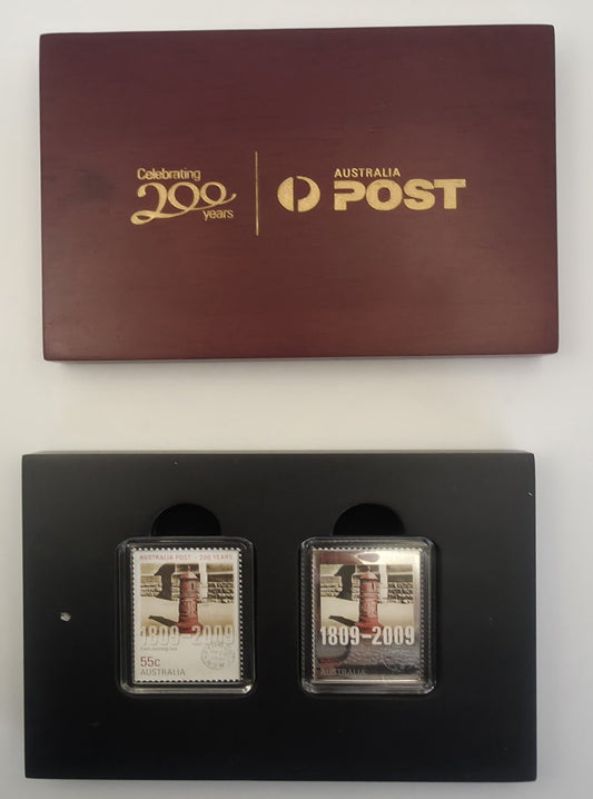 2009 Stamp Coin Set Early Posting Box - CELEBRATING 200 YEARS - 1/2oz 999 Silver