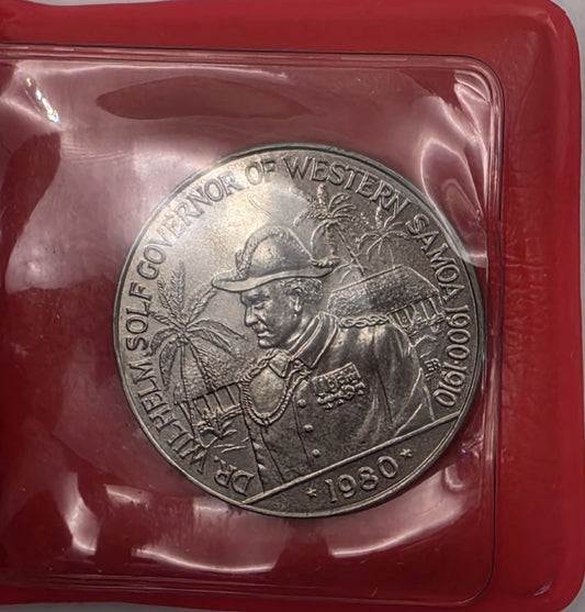 1980 Western Samoa 1 Tala Dr. Wilhelm Solf 1900-1910 Governor Coin in Official