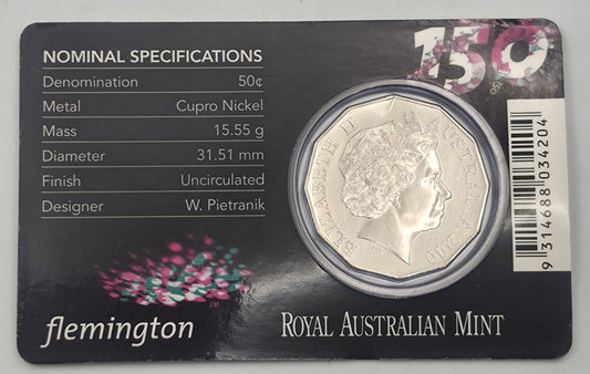Australia 2010 Flemington 150th Anniversary 50c Uncirculated Coin RAM Card