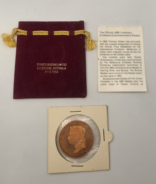 1980 Australia Melbourne International Exhibition Centenary Bronze Medal Stokes