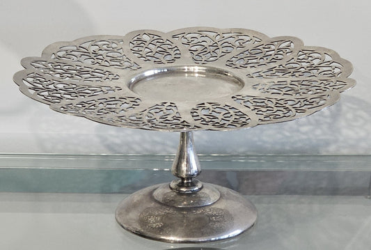 Vintage Paramount Rosepoint Triple Plate EPNS A1 Pierced Silver Pedestal Cake St