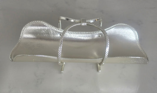 Vintage Silver Plated Wine Bottle Cradle Made in Italy Decorative Stand Holder
