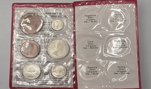 Australian Pre-Decimal Coins Commemorative Vintage 6-Coin Set in Red Wallet Port