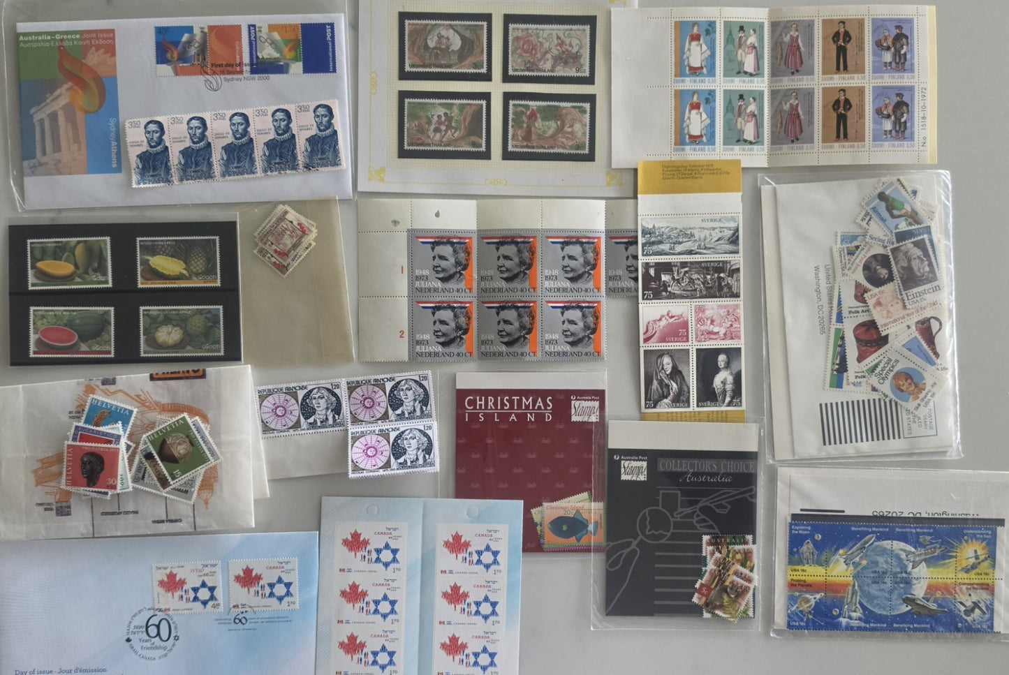 Worldwide Stamp Collection Lot - Various Countries, FDC, Sheets & Loose Stamps