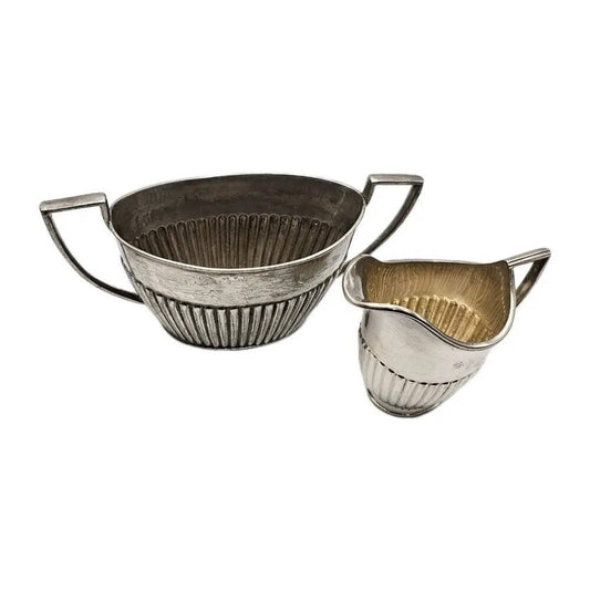 Silver Plated Fluted Sugar Bowl and Creamer Set