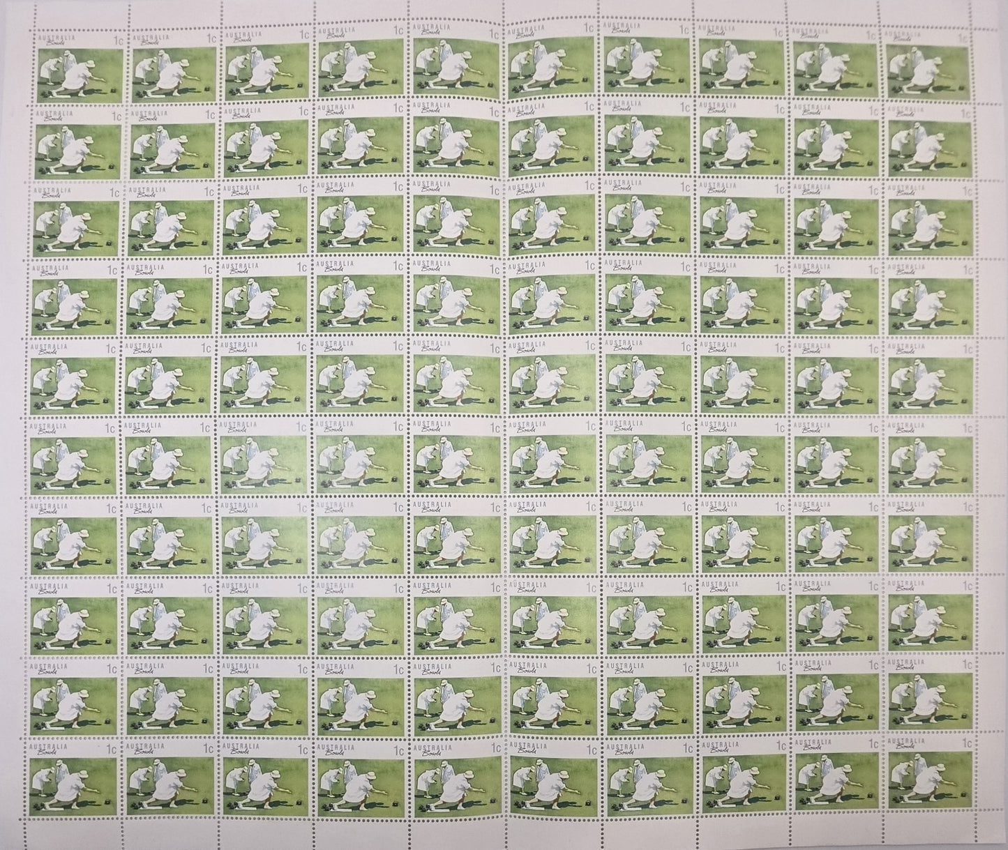 Australia 1c Stamps Full Sheet - Lawn Bowls Design