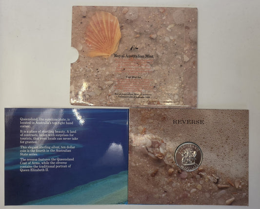 1989 $10 Ten Dollar Silver Uncirculated Coin Queensland RAM Packت
