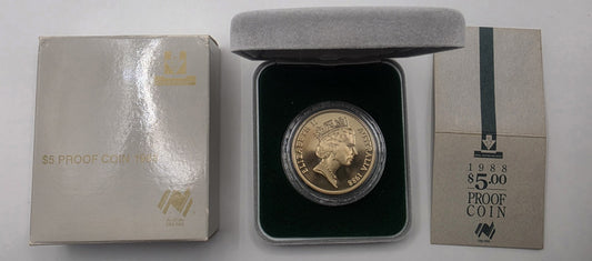 1988 Australia $5 Proof Coin - Bicentennial - Parliament House - RAM - Cased