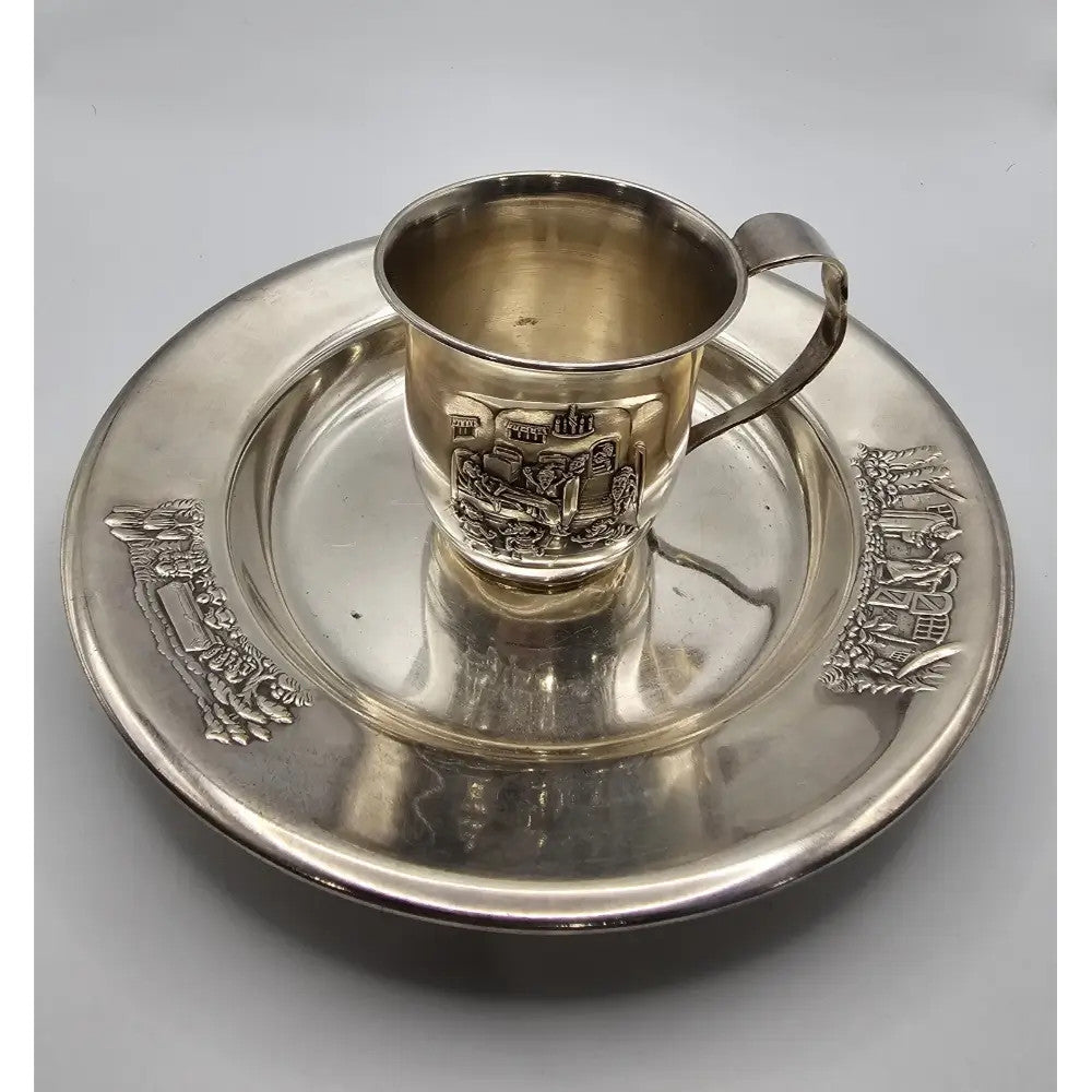 Vintage Gero 90 Silver Plated Snow White Child's Tea Cup & Plate Set