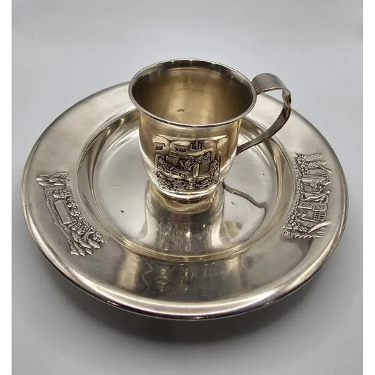 Vintage Gero 90 Silver Plated Snow White Child's Tea Cup & Plate Set