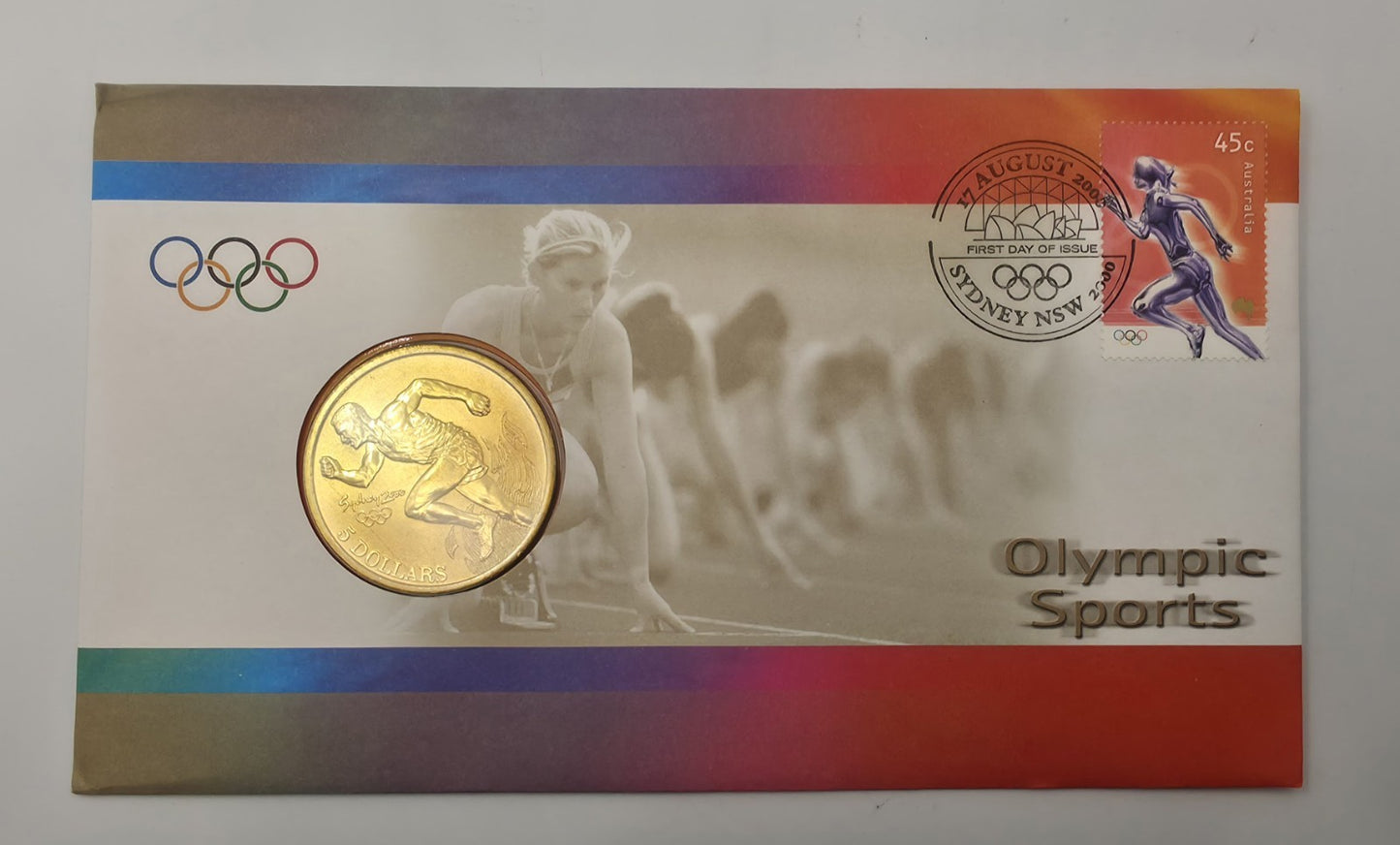 Australia 2000 Sydney Olympics Games - Olympic Sports: Athletics $5 Coin & Stamp