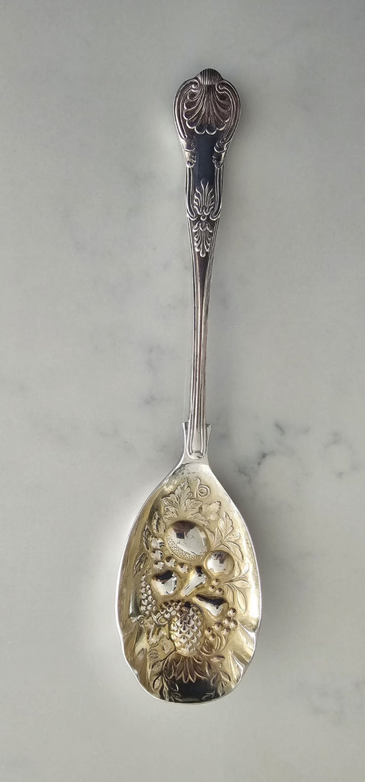 Vintage Rogers Rex De Luxe EPNS A1 Silver Plated Fruit Embossed Serving Spoon
