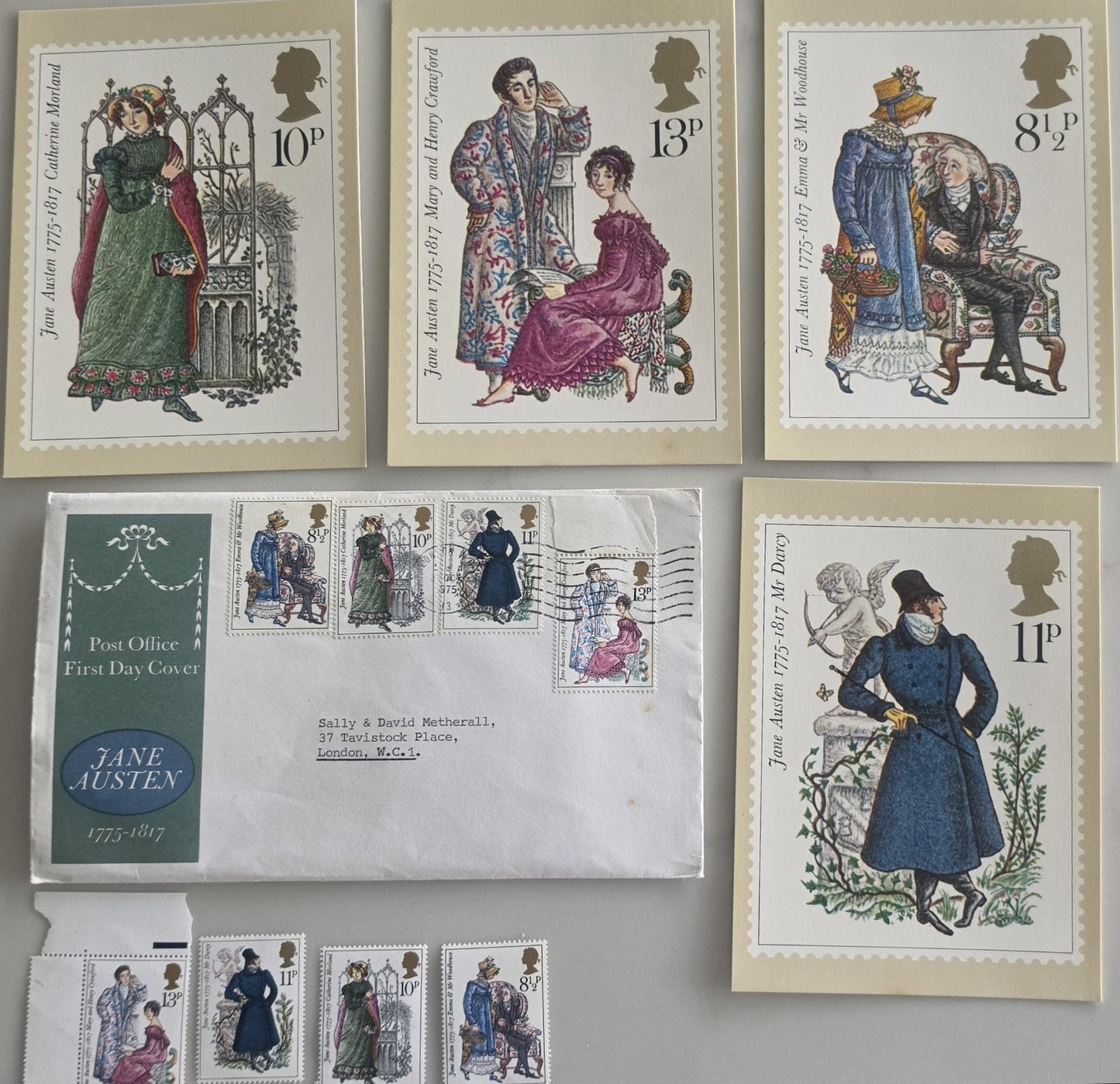 Great Britain 1975 Jane Austen Bicentenary Stamp Presentation Cards & FDC Lot