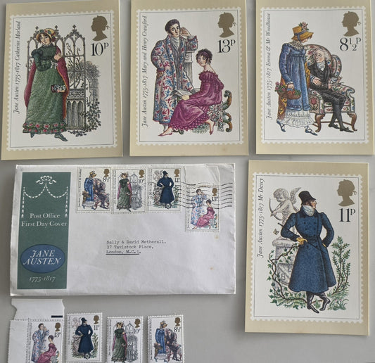Great Britain 1975 Jane Austen Bicentenary Stamp Presentation Cards & FDC Lot
