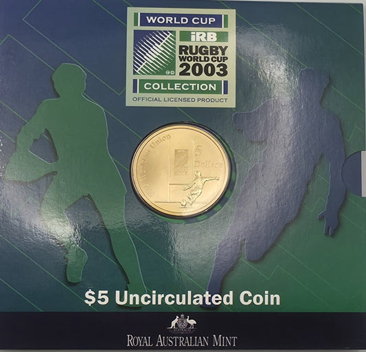Australia 2003 IRB Rugby World Cup $5 Uncirculated Coin RAM Pack