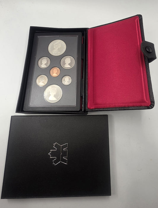 1985 Canada Proof Coin Set Royal Canadian Mint 7 Coins with Silver Dollar Case