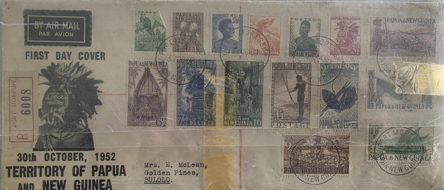 1952 Territory of Papua and New Guinea First Day Cover FDC Port Moresby Register