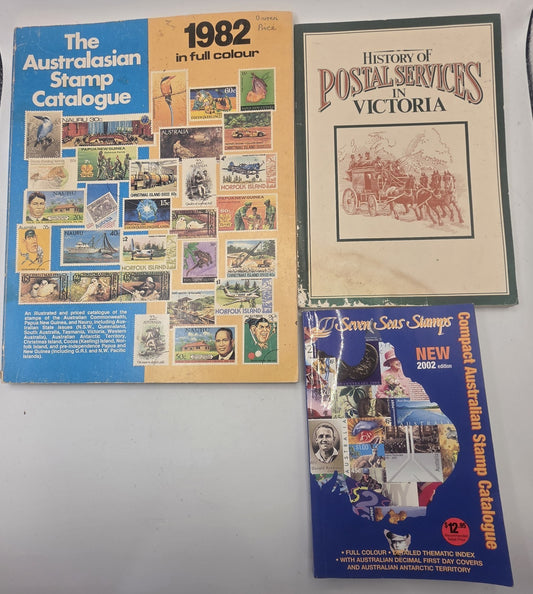 Vintage Australian Philately Literature Bundle: Stamp Catalogues and Postal His