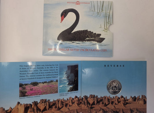 1990 $10 Ten Dollar Silver Uncirculated Coin Western Australia RAM Pack