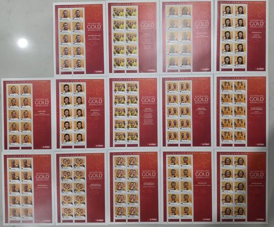 Beijing 2008 Olympic Games Australian Gold Medallists Commemorative Stamp Sheets