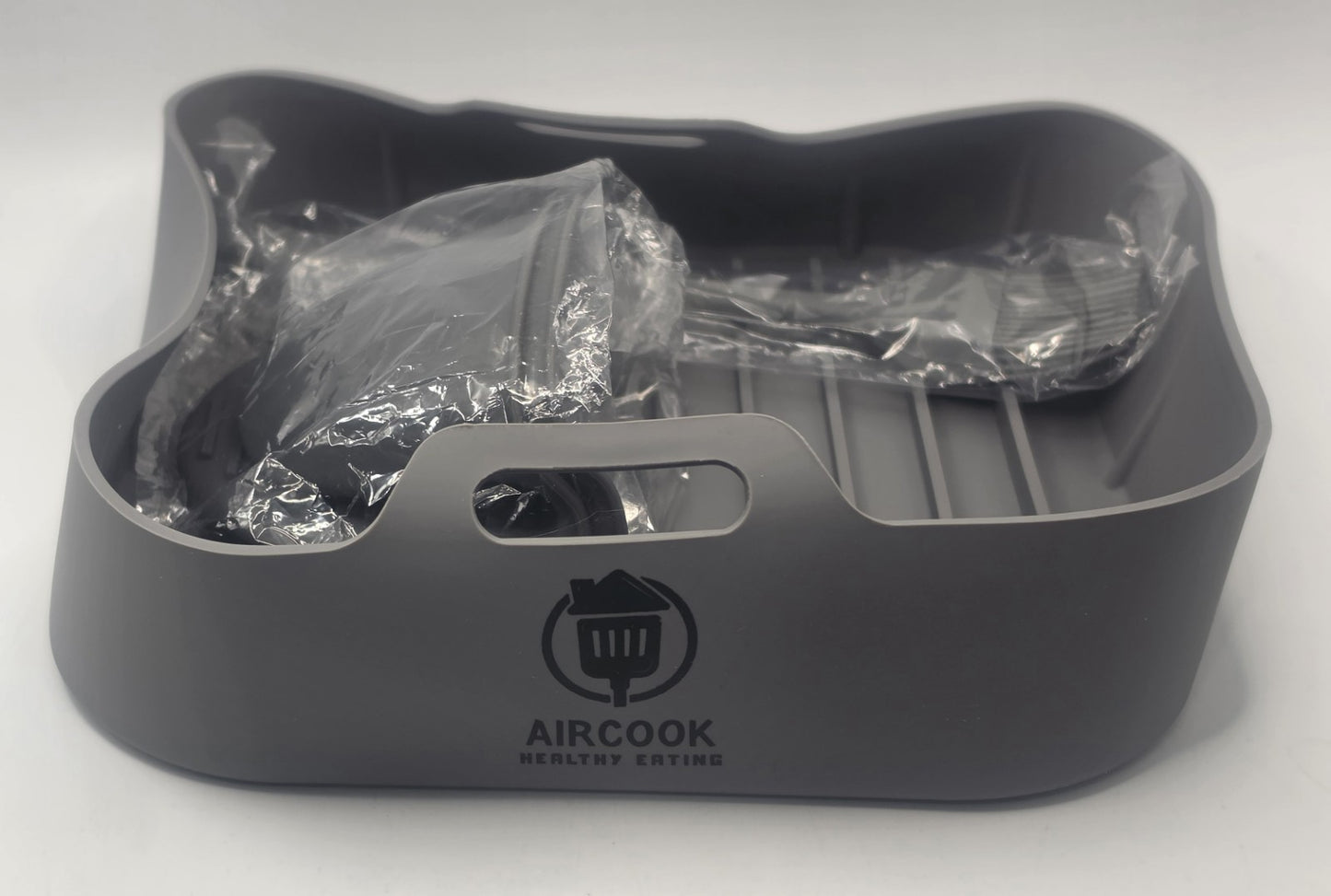 Aircook Silicone Air Fryer Liners 2L Reusable Pot Basket Mat Brush Mitts Set Gra