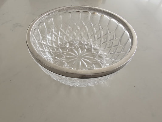 Vintage Raimond Crystal Serving Bowl with Silver Plated Rim 22x10cm