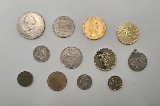 Vintage World Coins Tokens Medals Lot Australia Fiji Ireland Commemorative Colle