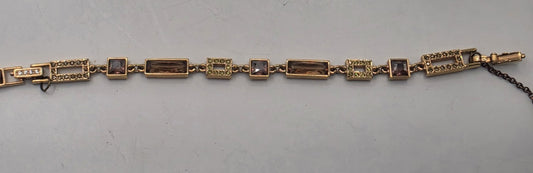Genuine Swarovski Crystal Geometric Link Bracelet - Rose Gold Tone Art Deco Desi