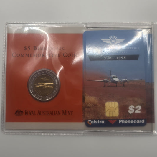 1998 Australia $5 Bimetallic Coin Royal Flying Doctor Service Telstra Phonecard